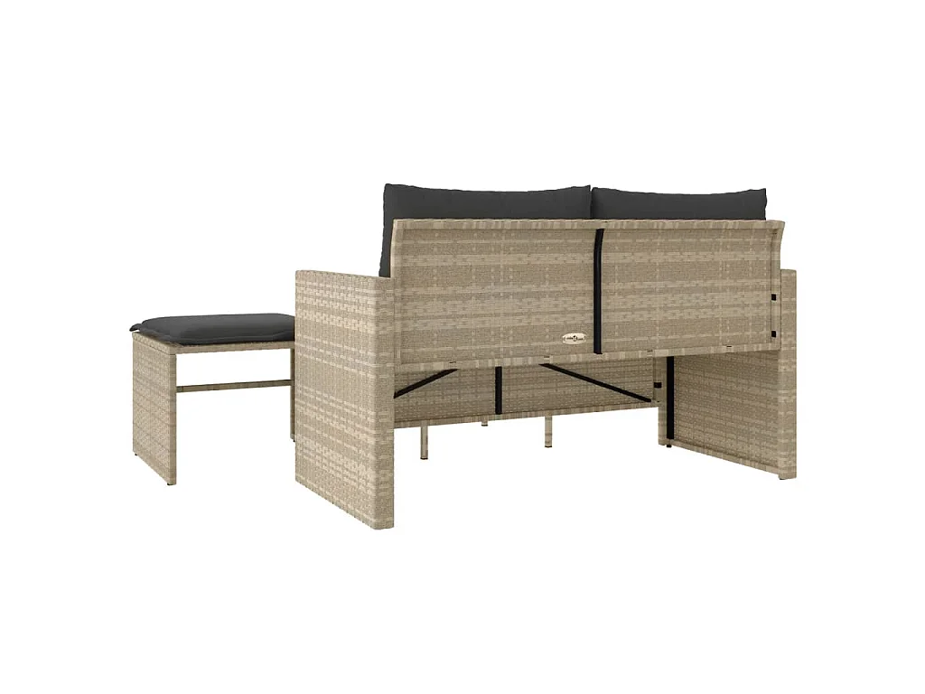 Salon de jardin avec coussins 3 pcs gris clair résine tressée