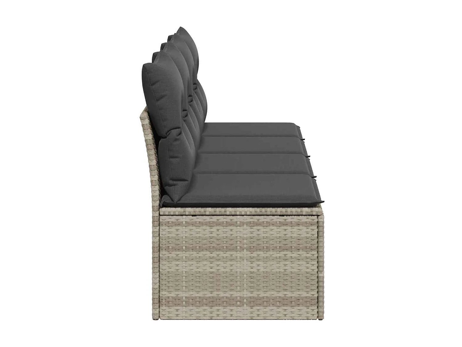 Canapé de jardin et coussins 4 places gris clair résine tressée