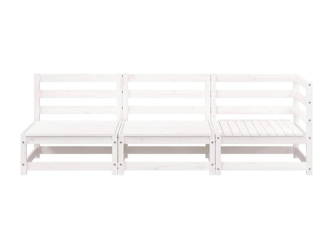 Canapé de jardin 3 places blanc bois de pin massif