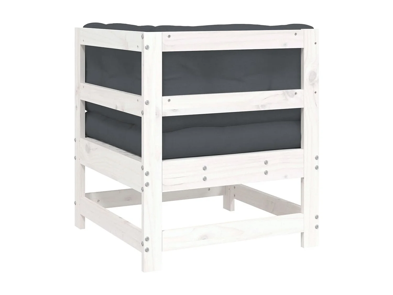 Canapé d'angle avec coussins blanc bois de pin solide