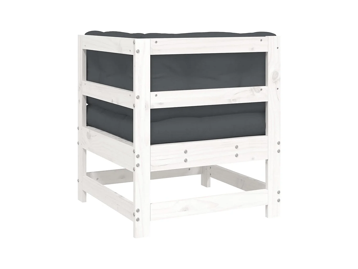 Canapé d'angle avec coussins blanc bois de pin solide