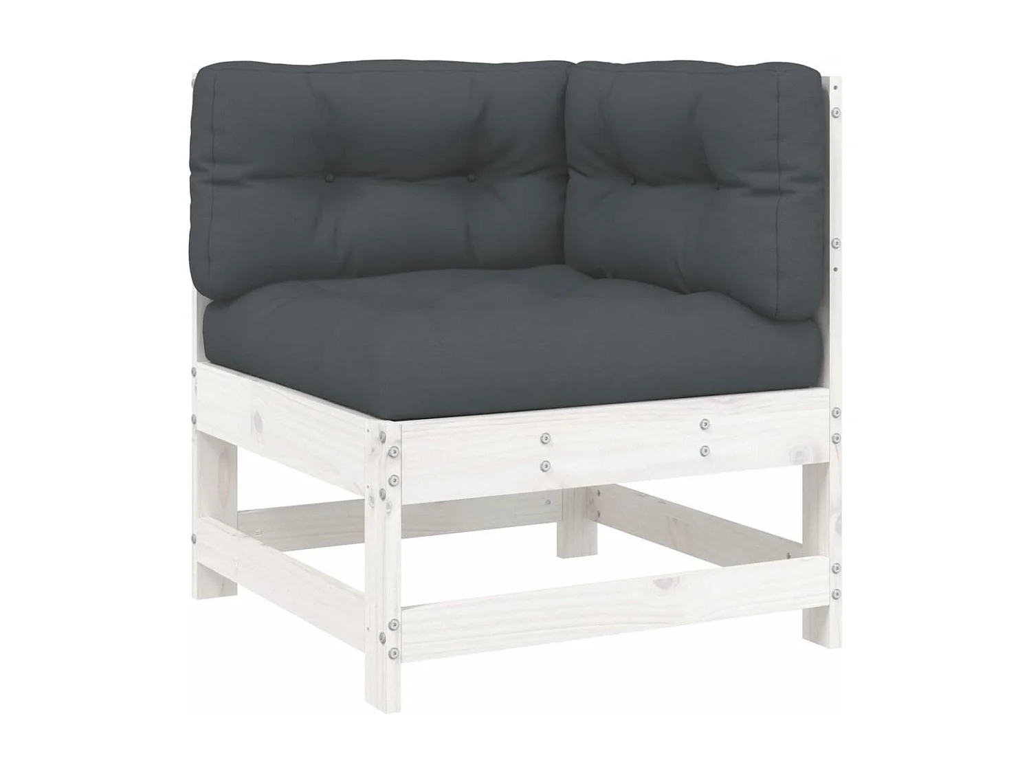 Canapé d'angle avec coussins blanc bois de pin solide