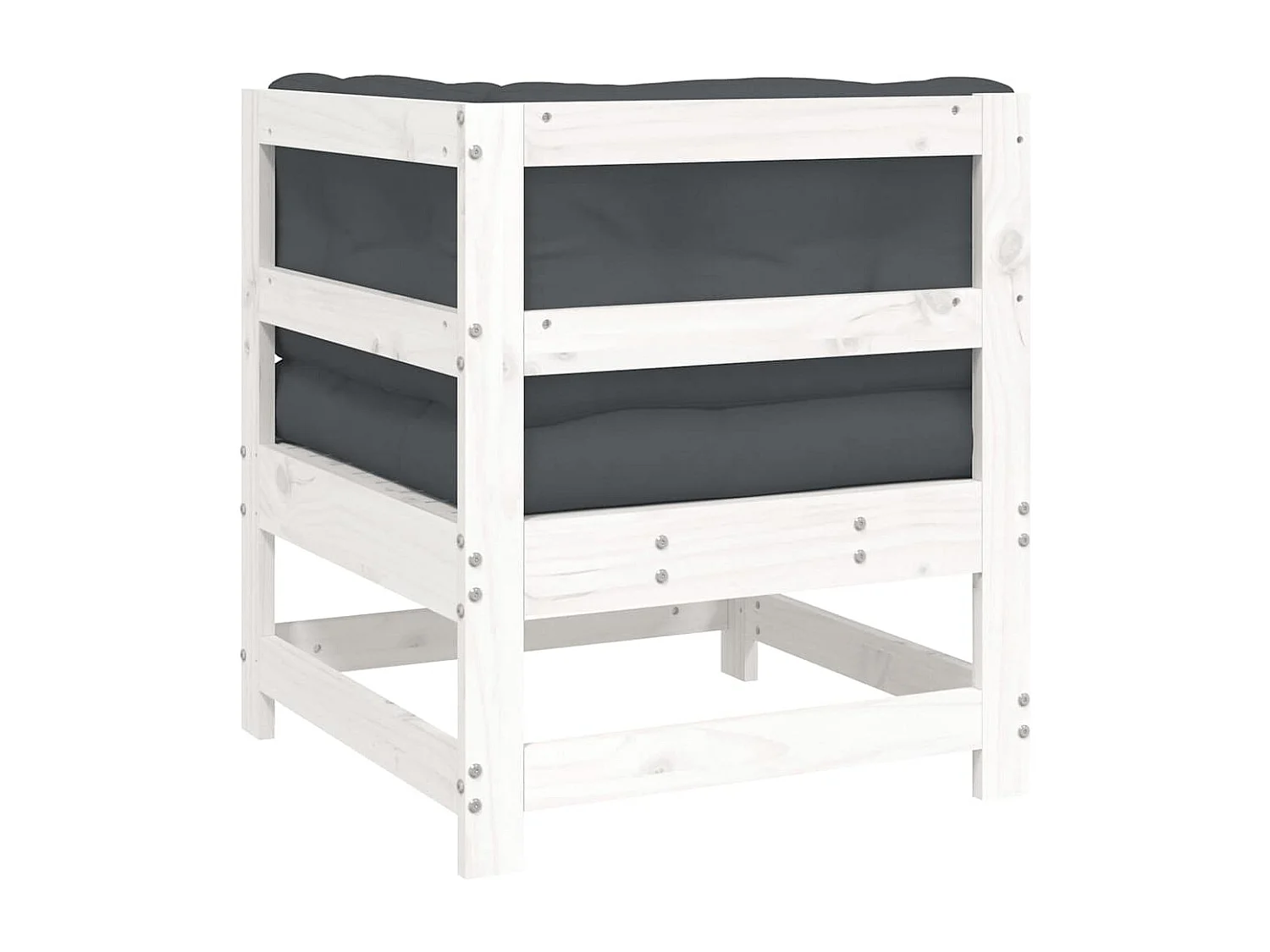 Canapé d'angle avec coussins blanc bois de pin solide