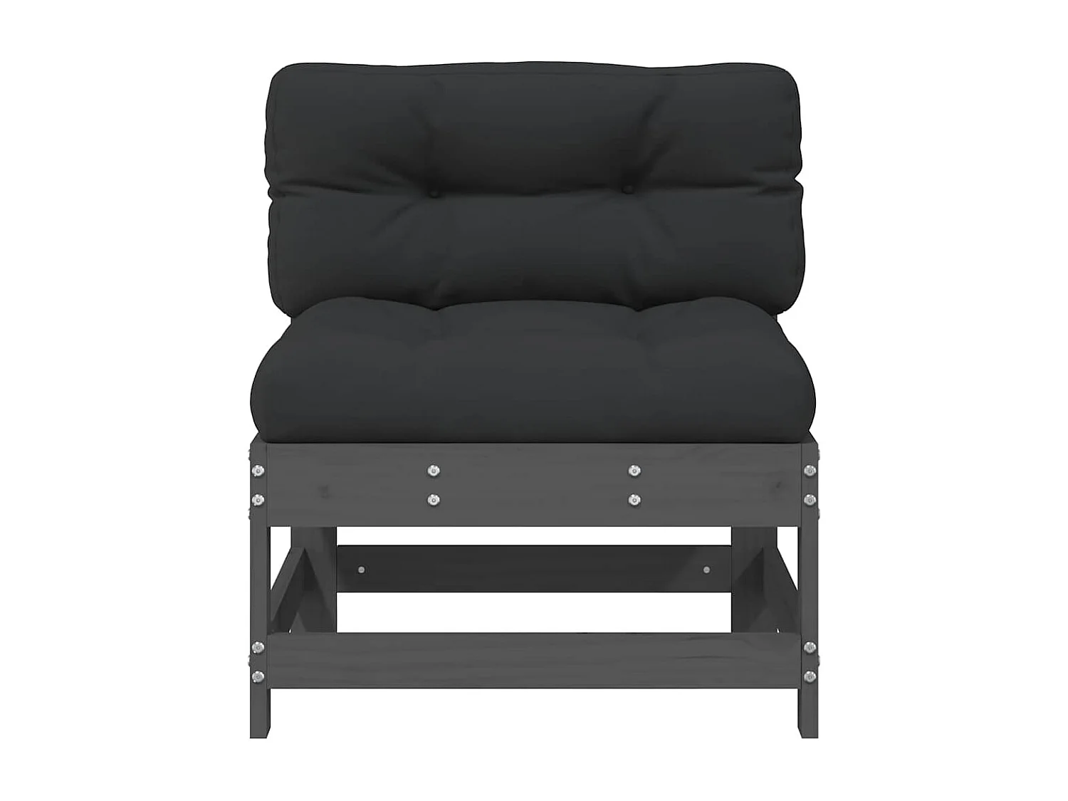 Canapés centraux avec coussins 2 pcs gris bois de pin massif