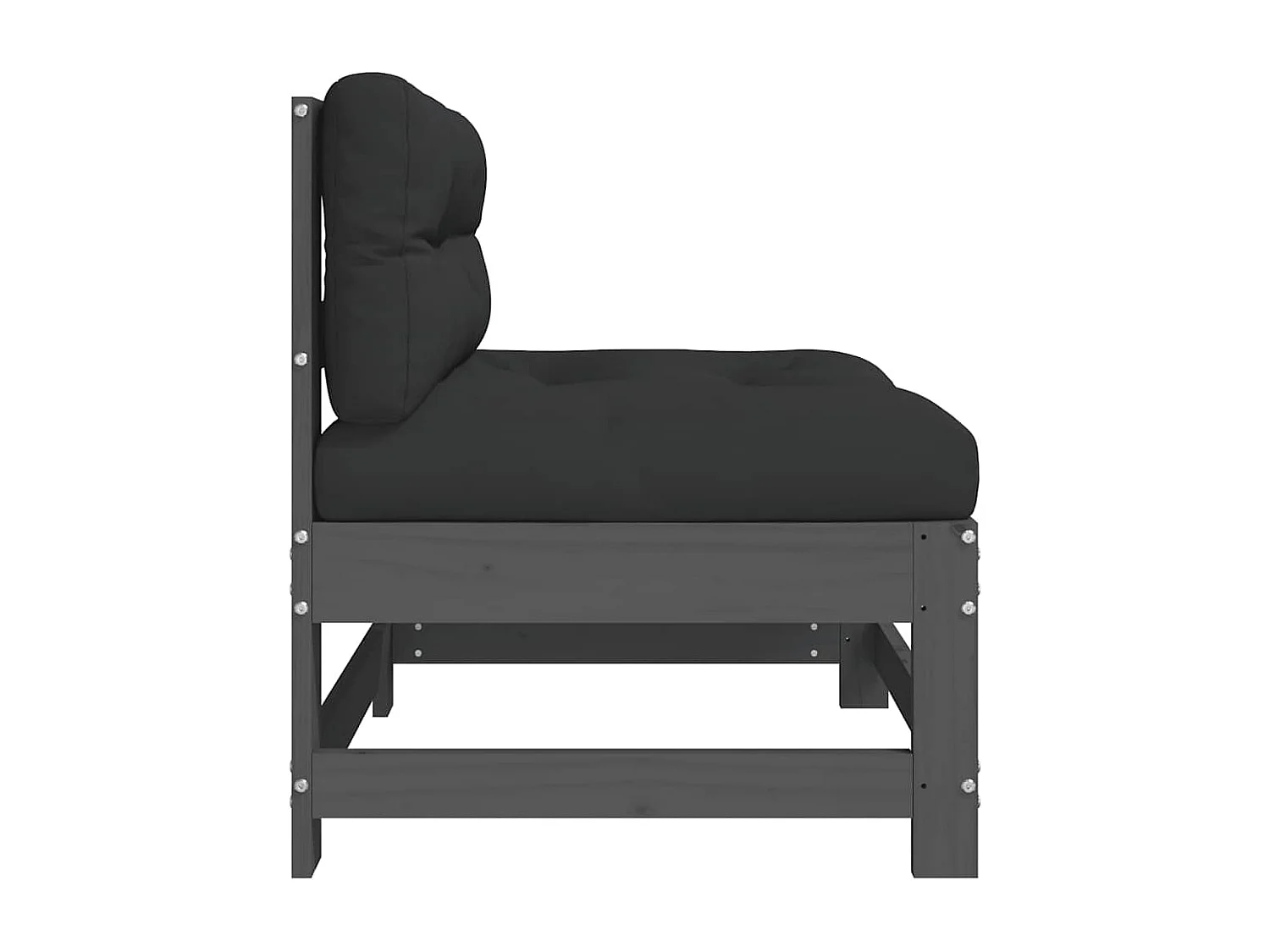 Canapés centraux avec coussins 2 pcs gris bois de pin massif