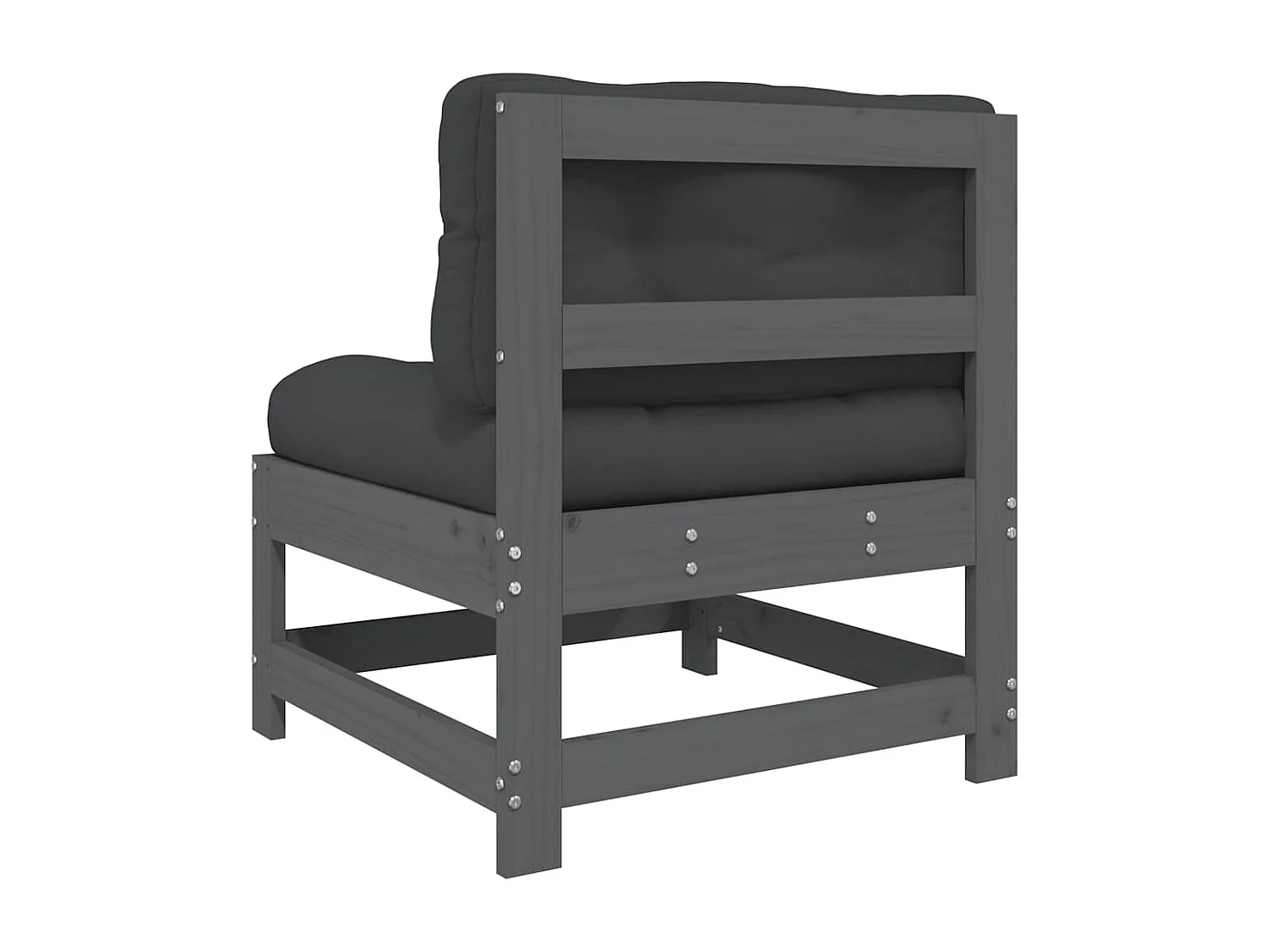 Canapés centraux avec coussins 2 pcs gris bois de pin massif