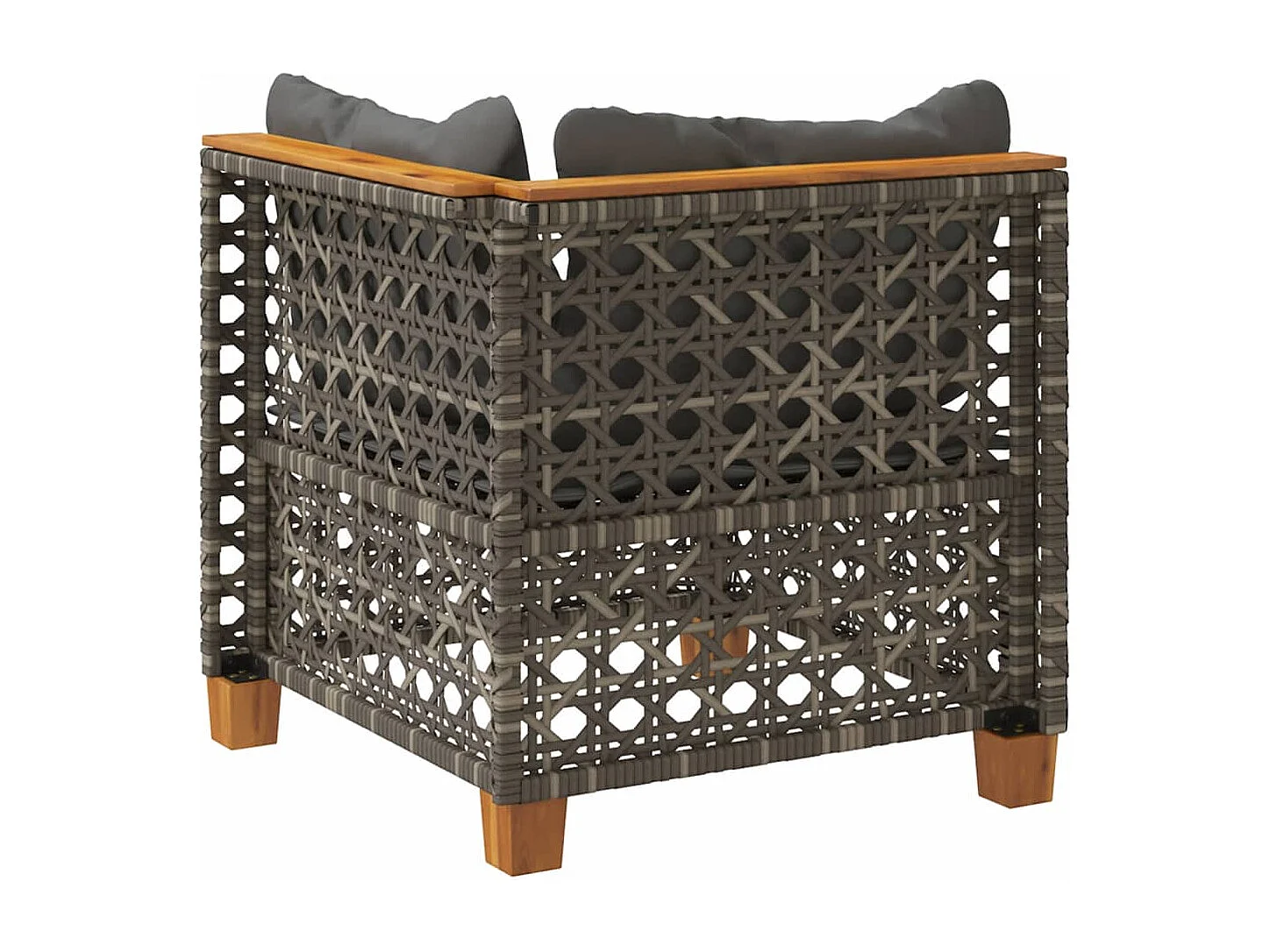 Canapé d'angle de jardin avec coussins gris résine tressée