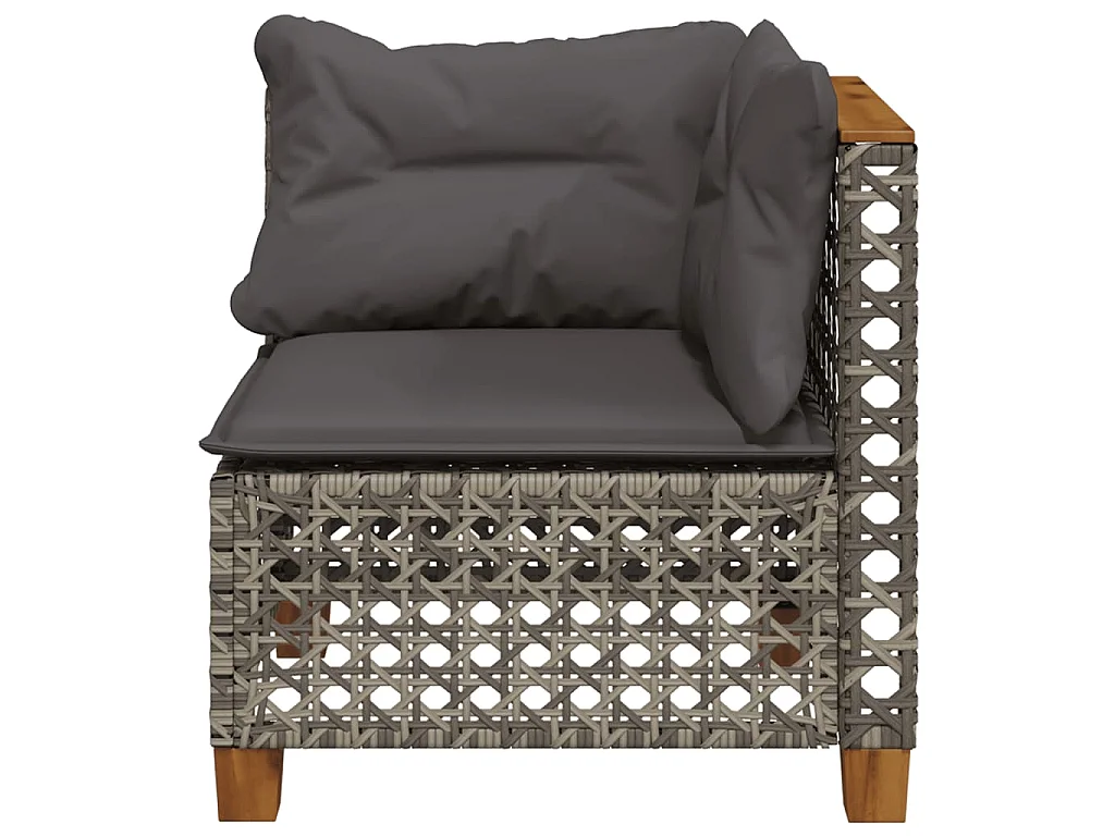 Garten-Ecksofa mit Kissen Grau Poly Rattan