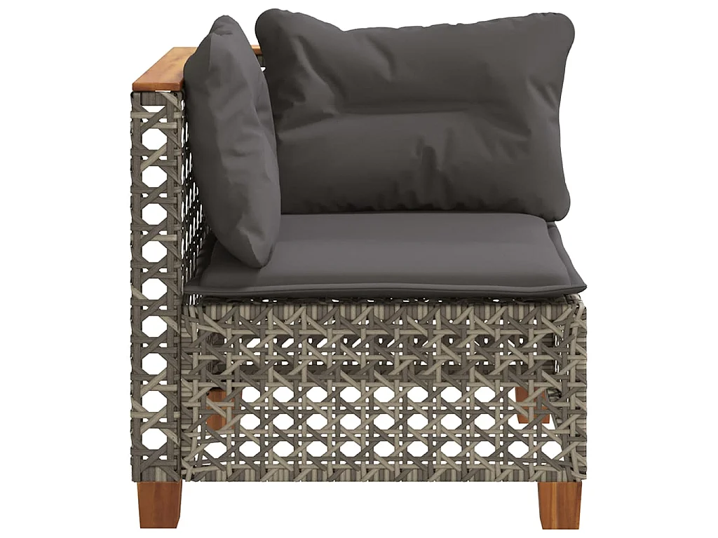Garten-Ecksofa mit Kissen Grau Poly Rattan