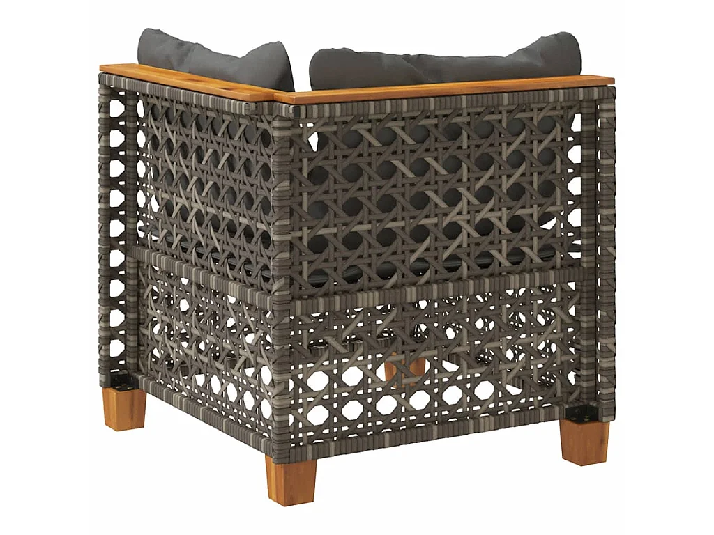 Garten-Ecksofa mit Kissen Grau Poly Rattan