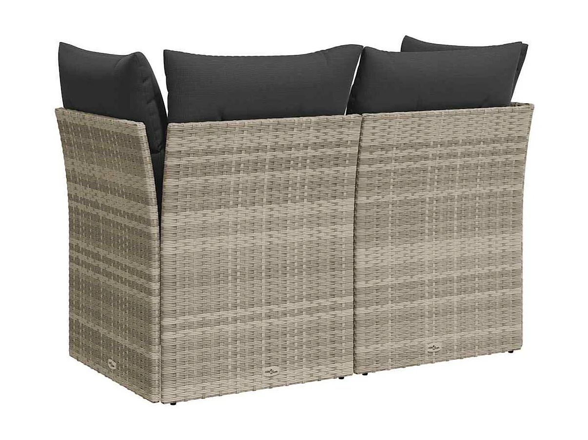 Tuinbank 2-zits met kussens poly rattan lichtgrijs