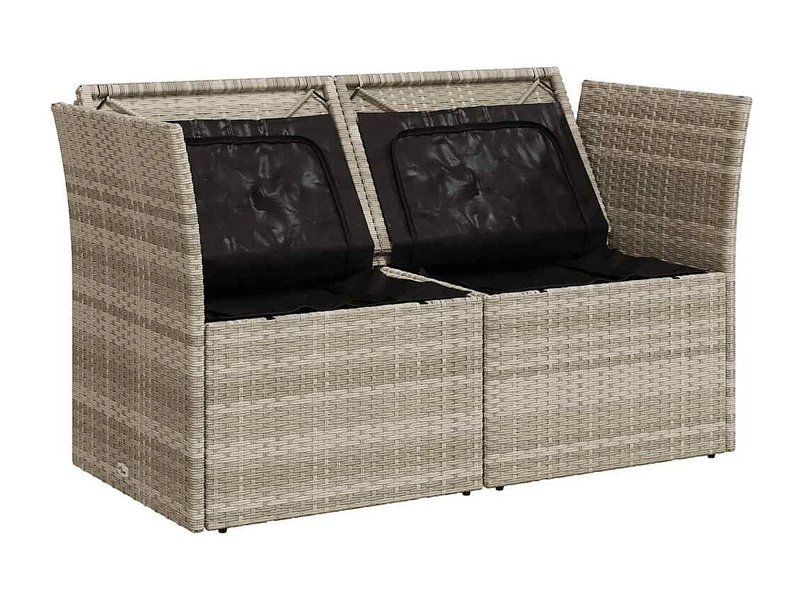 Tuinbank 2-zits met kussens poly rattan lichtgrijs