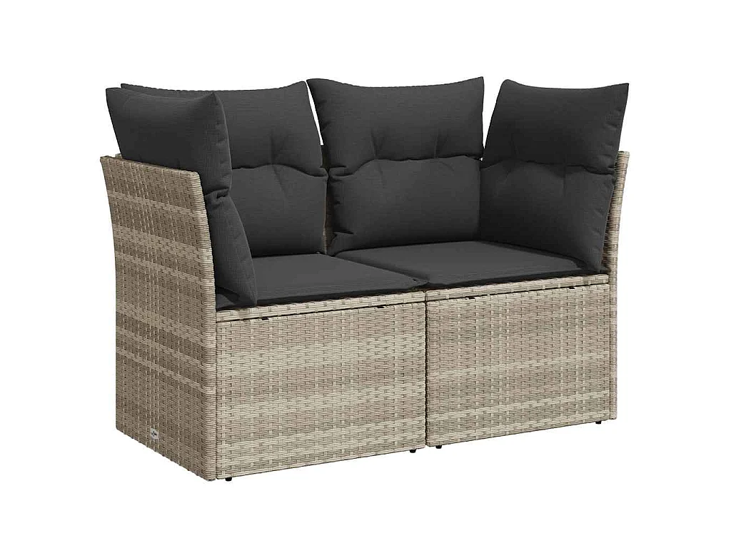 Divano da Giardino con Cuscini 2 Posti Grigio Chiaro Polyrattan