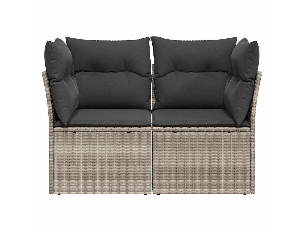 Divano da Giardino con Cuscini 2 Posti Grigio Chiaro Polyrattan