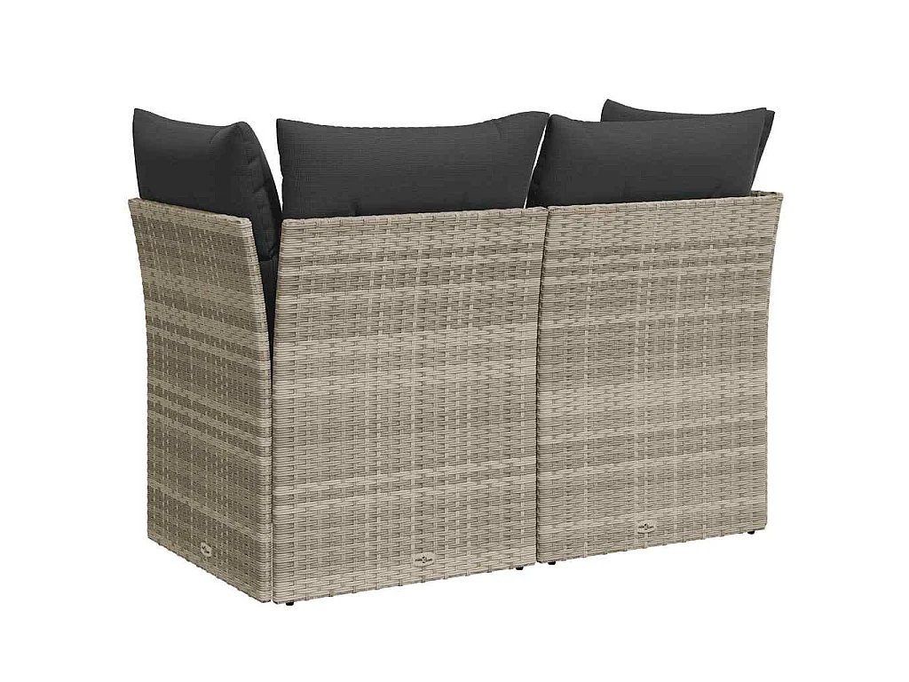 Divano da Giardino con Cuscini 2 Posti Grigio Chiaro Polyrattan