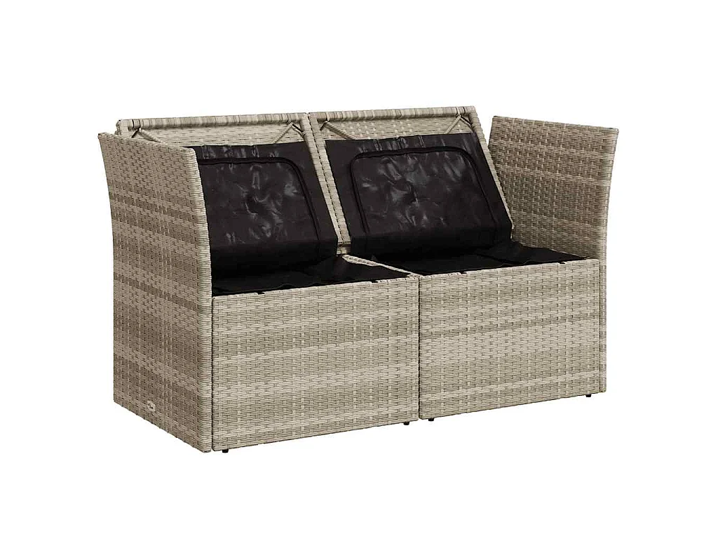 Divano da Giardino con Cuscini 2 Posti Grigio Chiaro Polyrattan