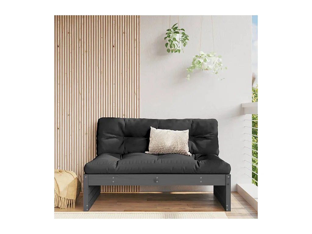Tuinmiddenbank 120x80 cm massief grenenhout grijs