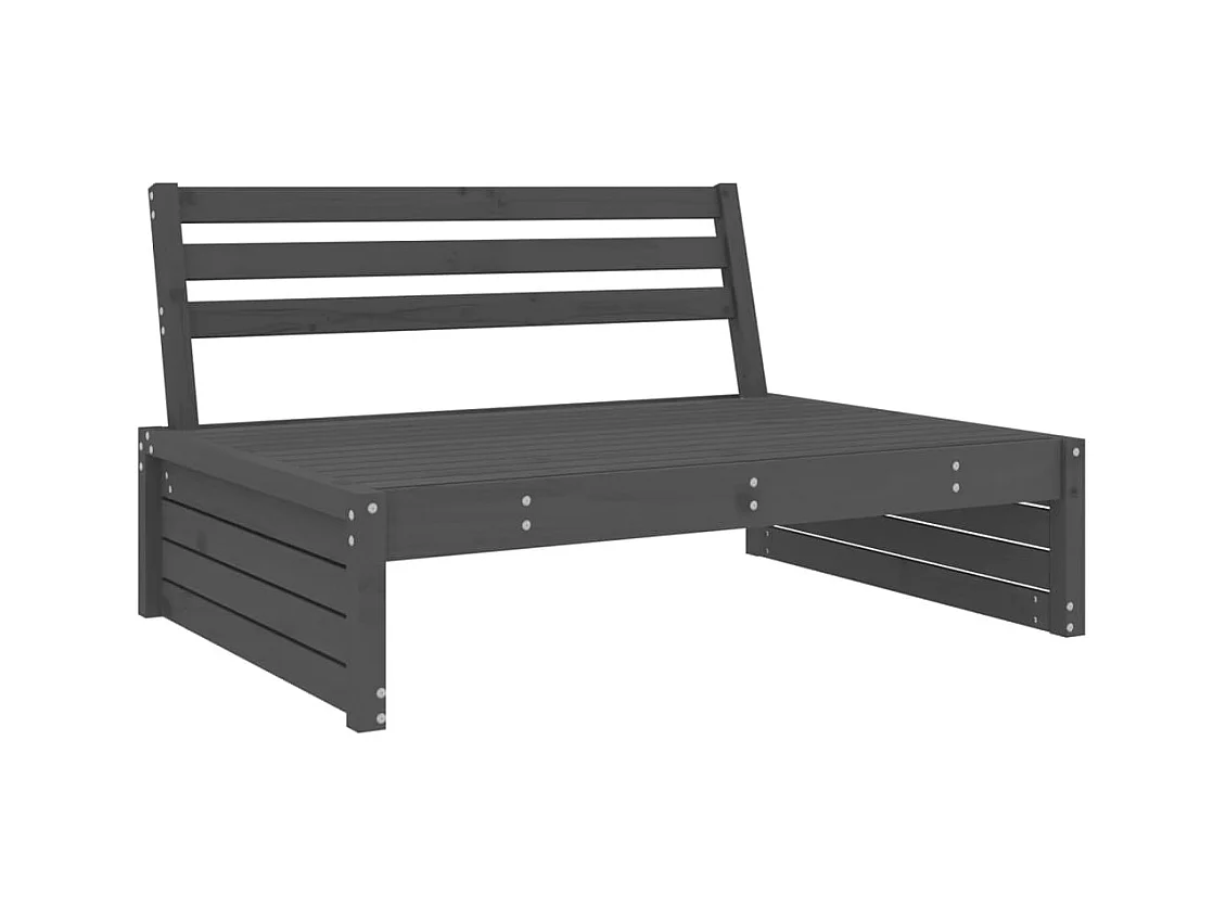 Canapé central de jardin gris 120x80 cm bois de pin massif