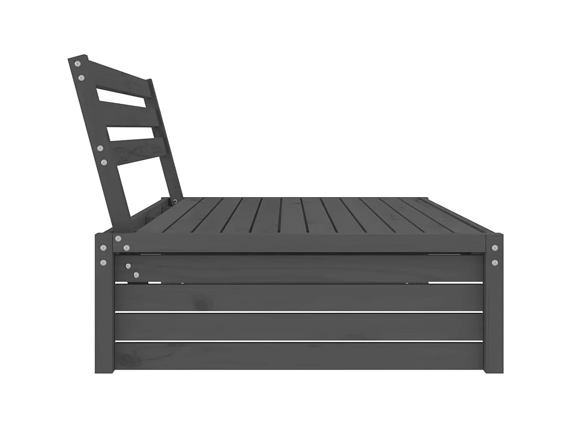 Canapé central de jardin gris 120x80 cm bois de pin massif