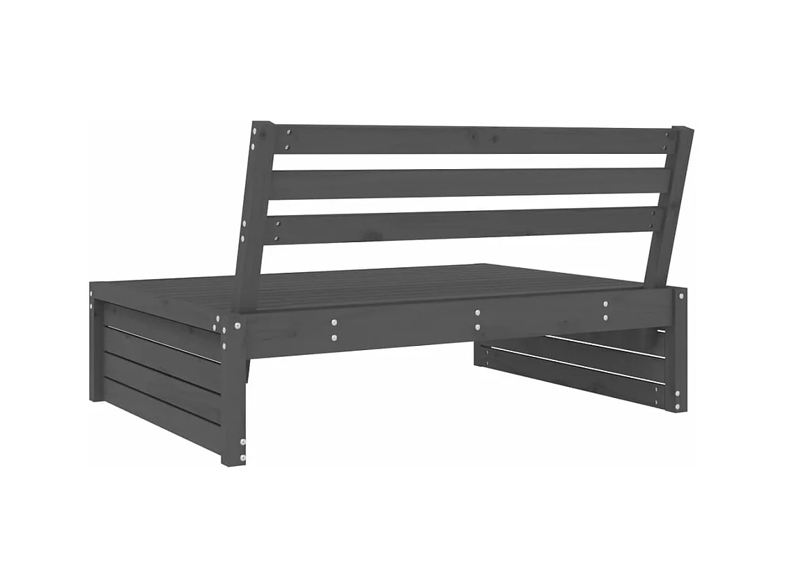 Canapé central de jardin gris 120x80 cm bois de pin massif