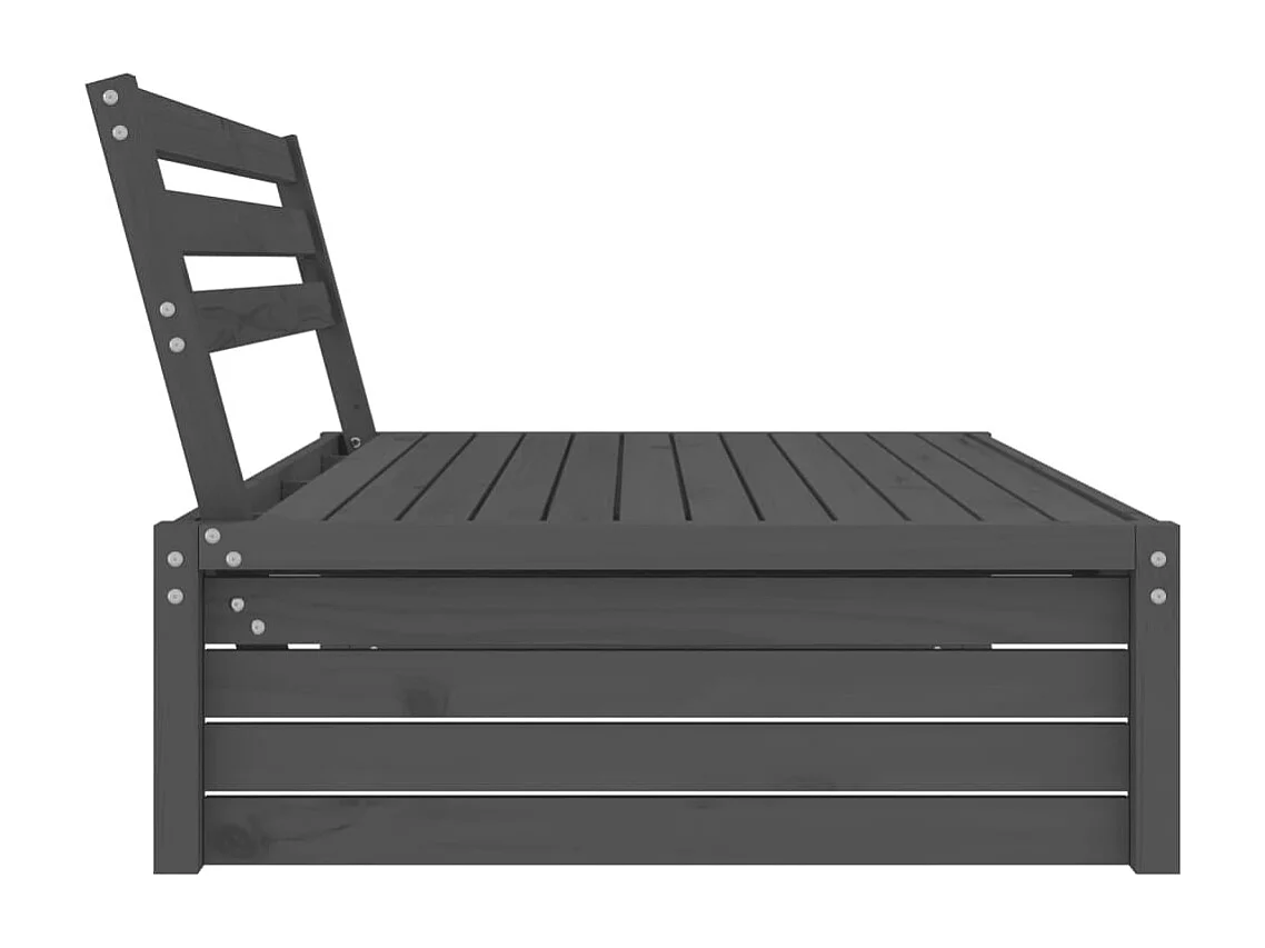 Canapé central de jardin gris 120x80 cm bois de pin massif