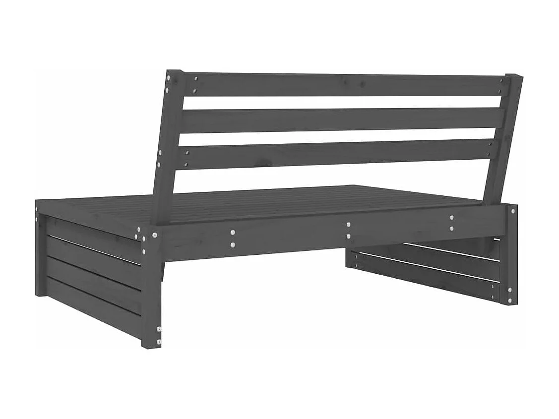 Canapé central de jardin gris 120x80 cm bois de pin massif