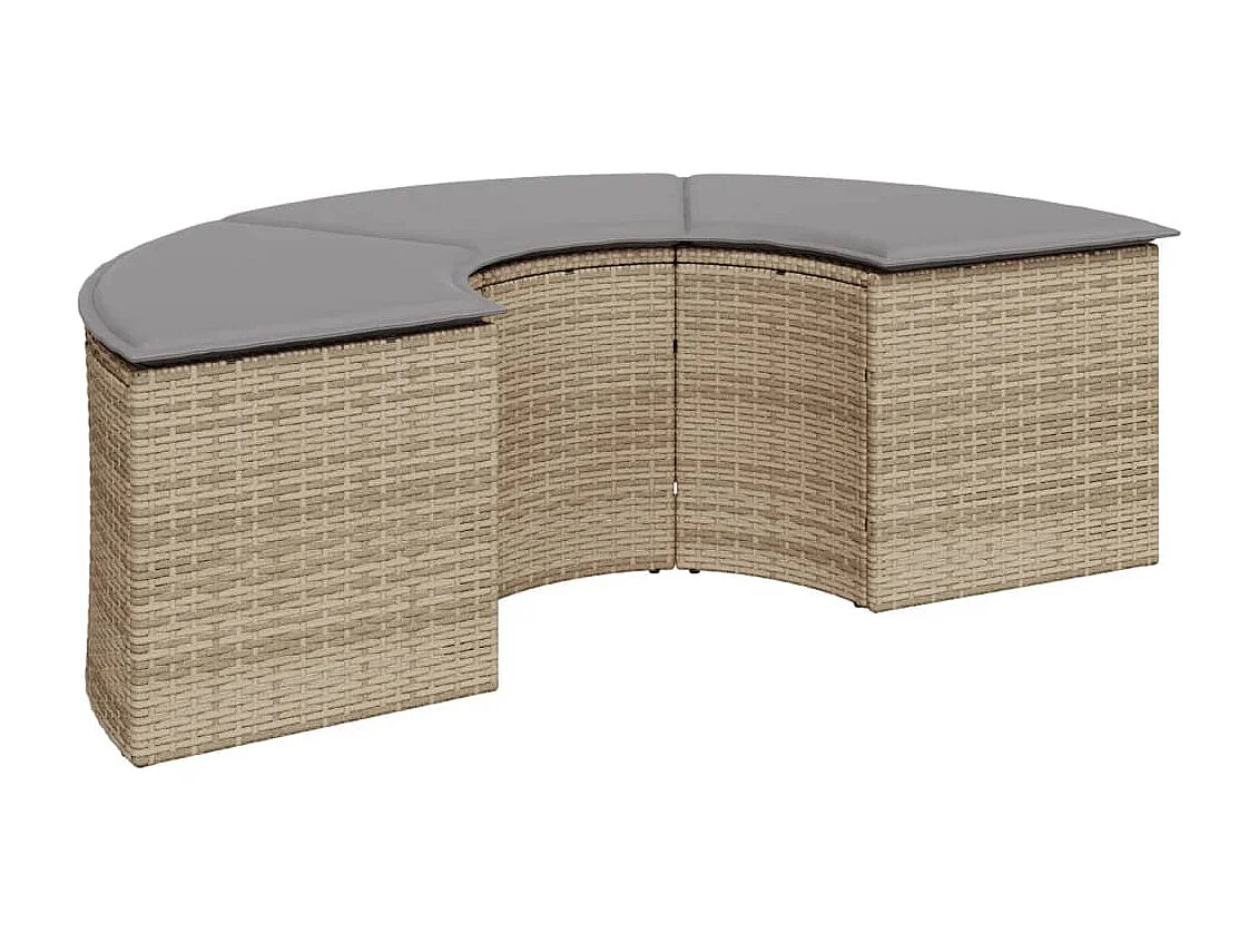 Salon de jardin 2 pcs demi-rond beige résine tressée