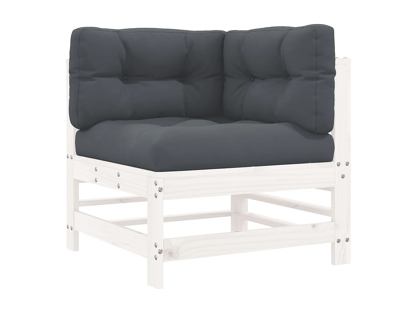 Ecksofas mit Kissen 2 Stk. Weiß Massivholz Kiefer