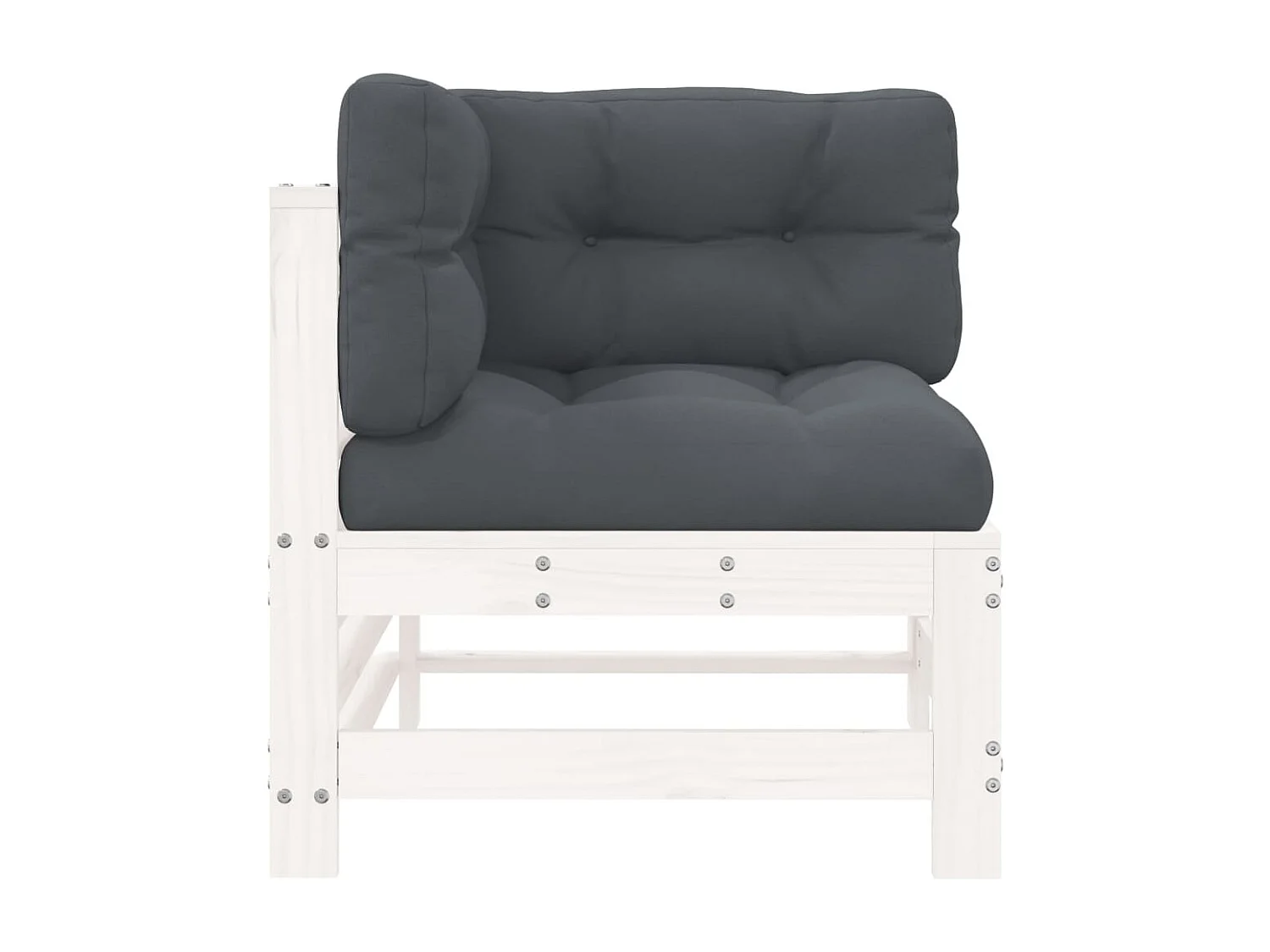 Ecksofas mit Kissen 2 Stk. Weiß Massivholz Kiefer