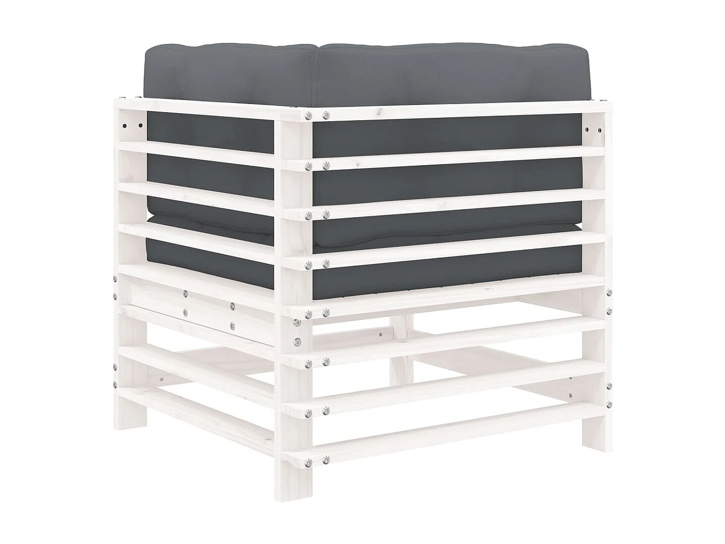 Ecksofas mit Kissen 2 Stk. Weiß Massivholz Kiefer