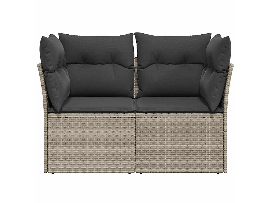 Tuinbank 2-zits met kussens poly rattan lichtgrijs