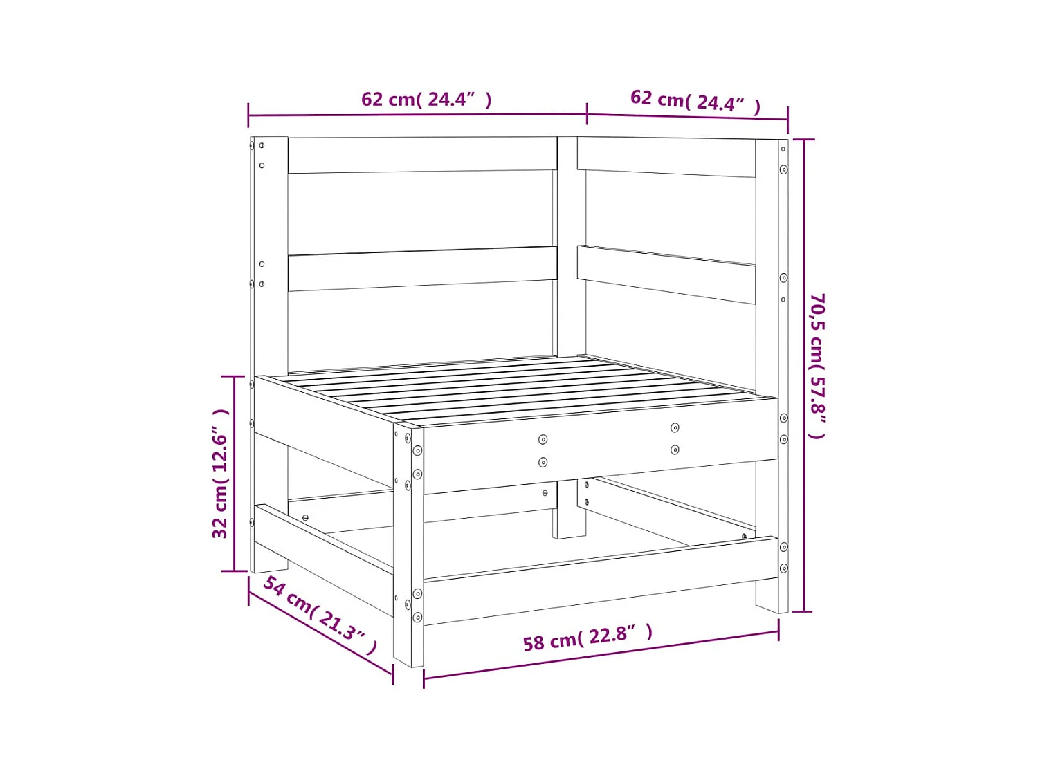 Garten-Ecksofa Massivholz Kiefer