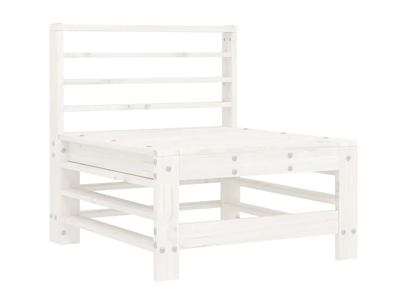 Divano Centrale con Cuscini in Legno Massello di Pino Bianco