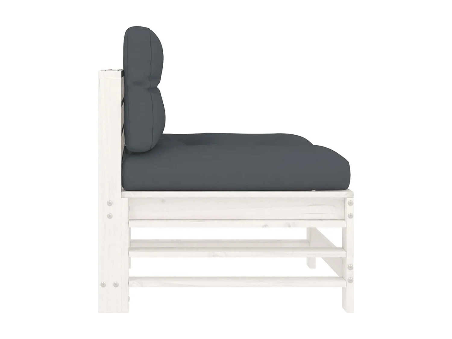 Canapé central avec coussins blanc bois de pin massif