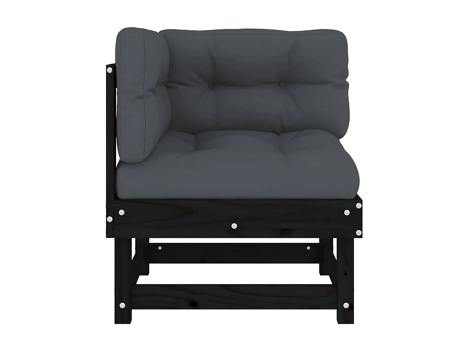 Sofás de canto com almofadões 2 pcs pinho maciço preto