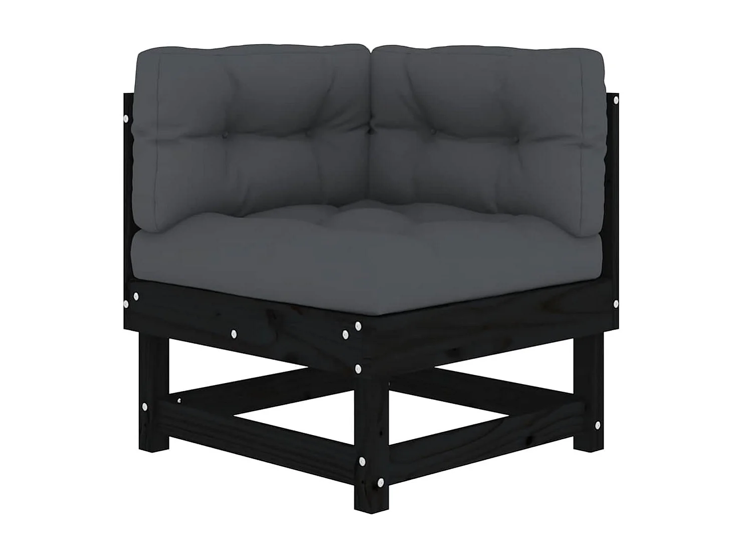 Sofás de canto com almofadões 2 pcs pinho maciço preto