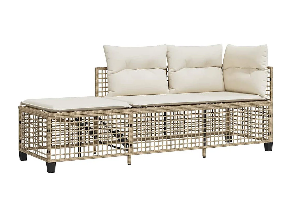 Salon de jardin d'angle avec coussins 3pcs beige résine tressée