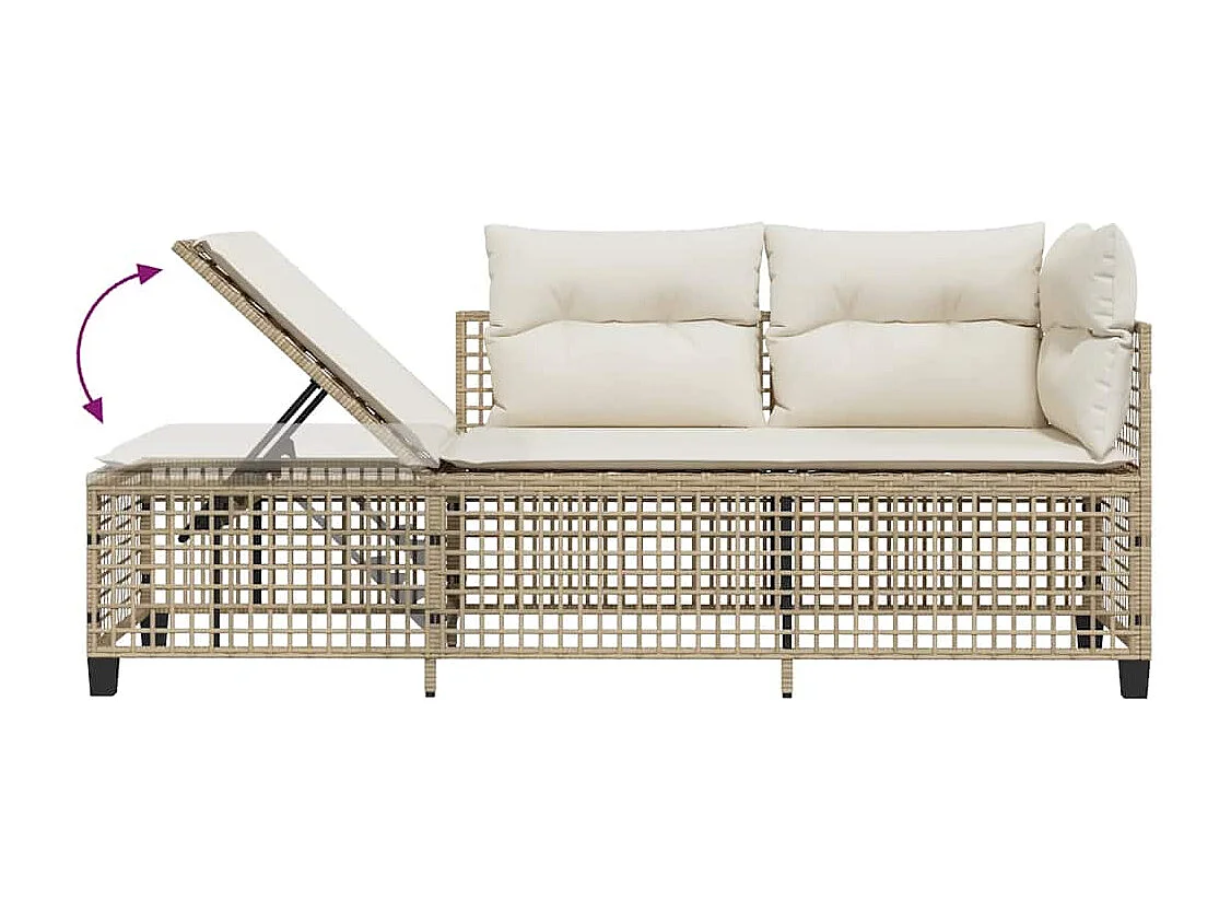 Salon de jardin d'angle avec coussins 3pcs beige résine tressée