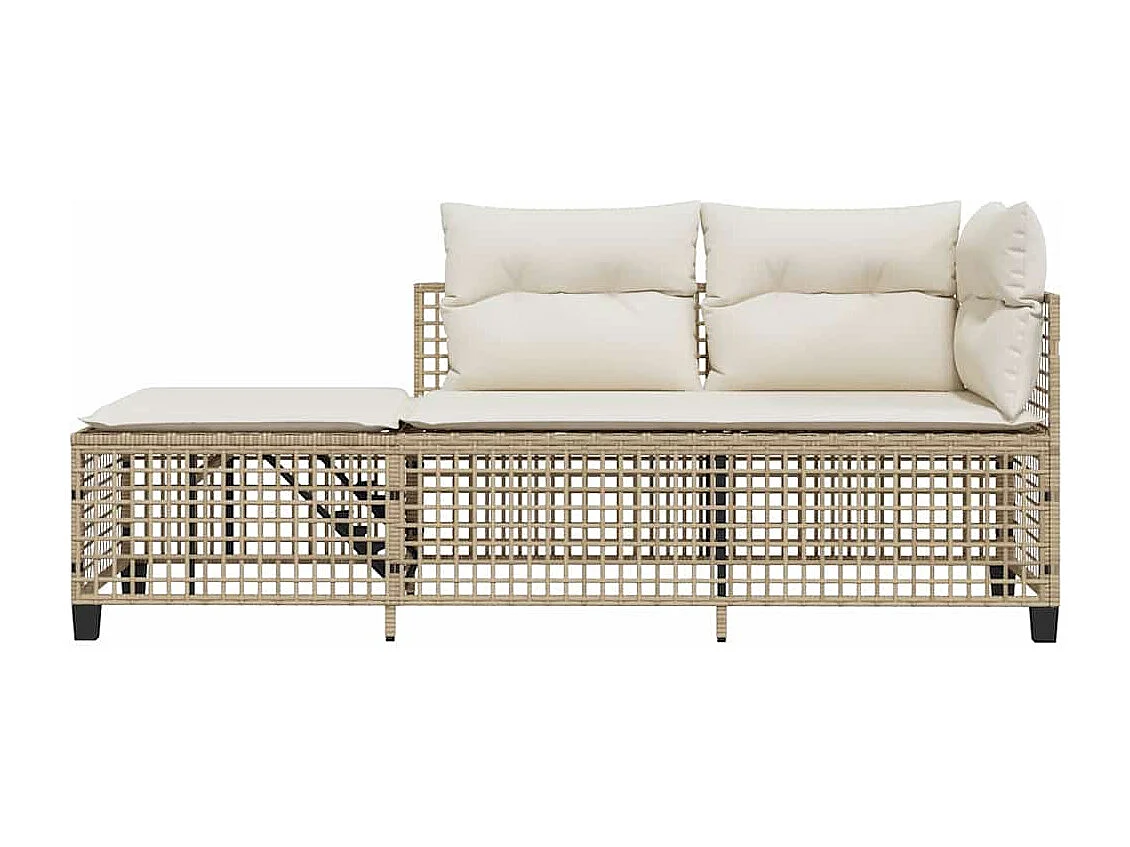 3-tlg. Garten-Ecksofa-Set mit Kissen Beige Poly Rattan