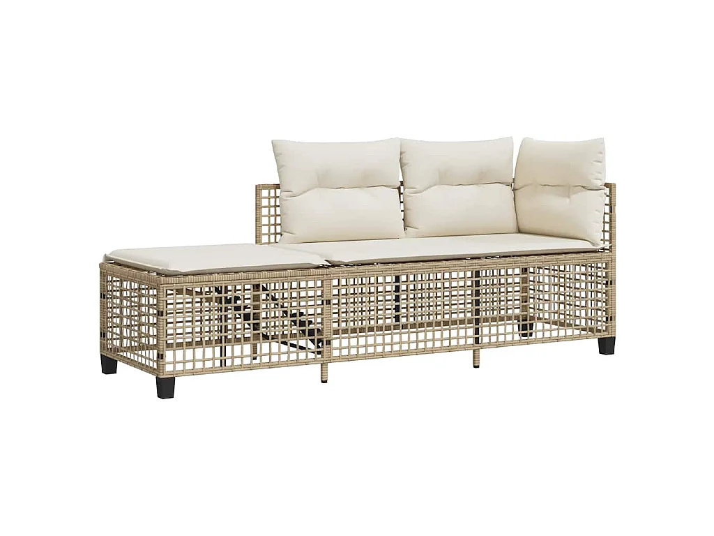 Set Divano ad Angolo 3 pz con Cuscini Beige in Polyrattan