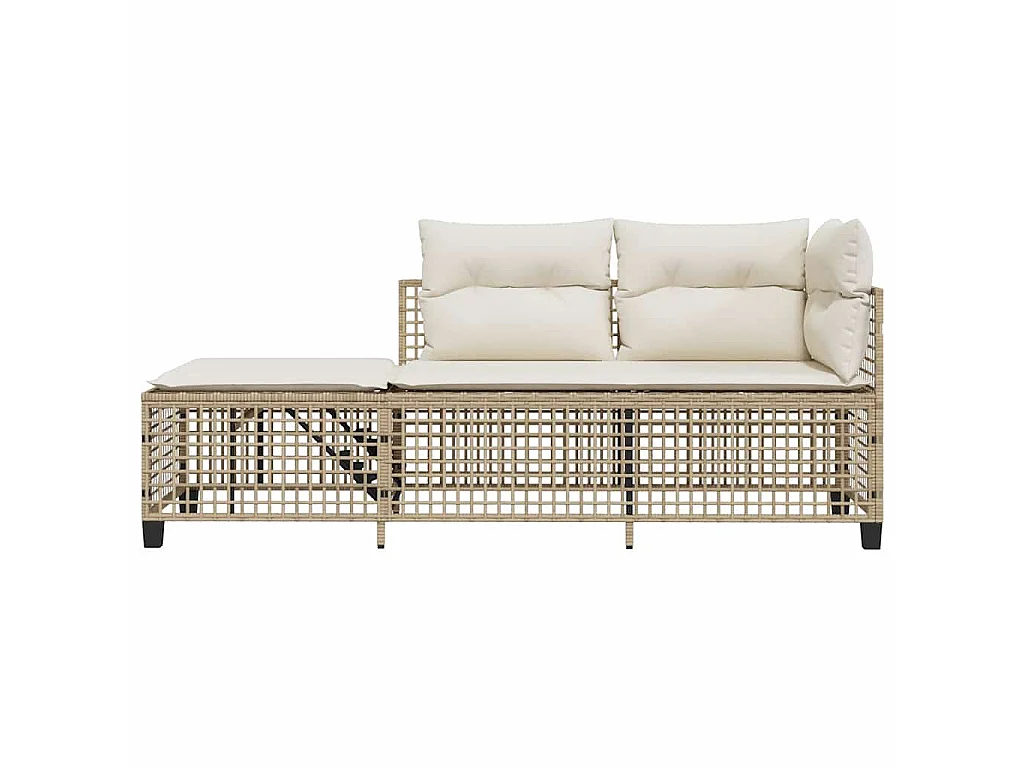 Set Divano ad Angolo 3 pz con Cuscini Beige in Polyrattan