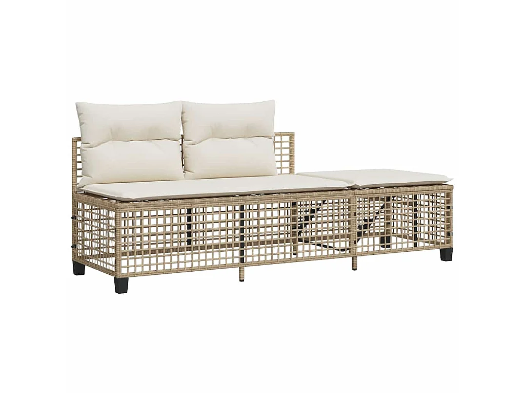 Set Divano ad Angolo 3 pz con Cuscini Beige in Polyrattan