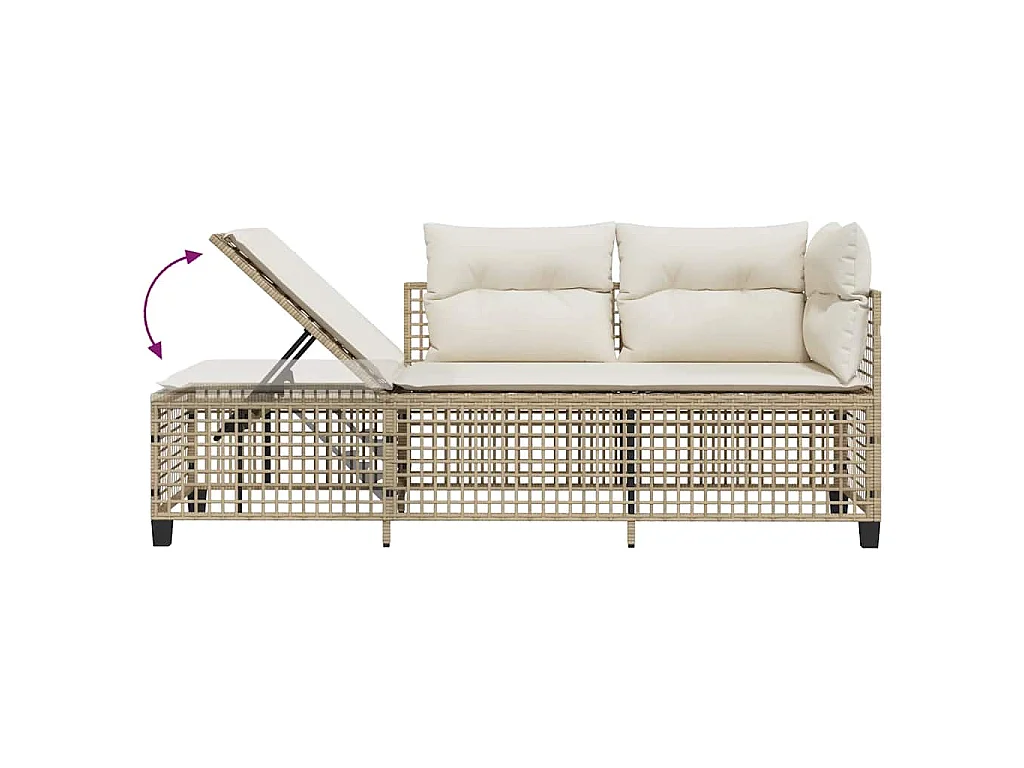 Set Divano ad Angolo 3 pz con Cuscini Beige in Polyrattan