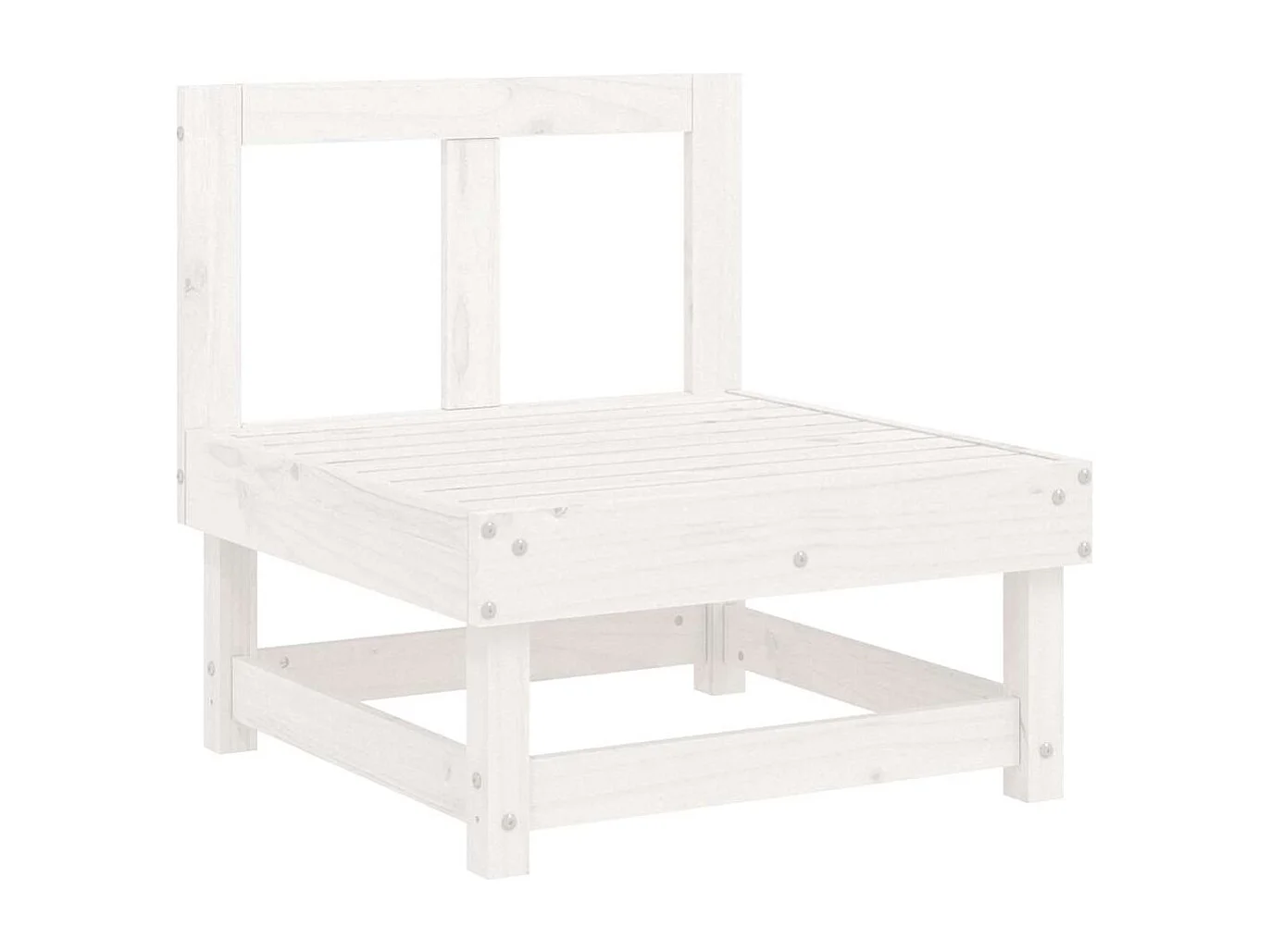 Divano Centrale con Cuscini in Legno Massello di Pino Bianco