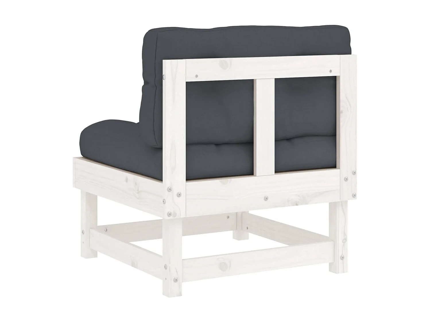 Divano Centrale con Cuscini in Legno Massello di Pino Bianco