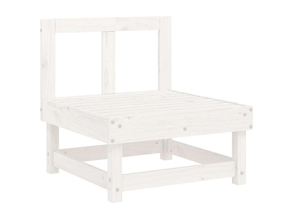 Mittelsofa mit Kissen Weiß Massivholz Kiefer