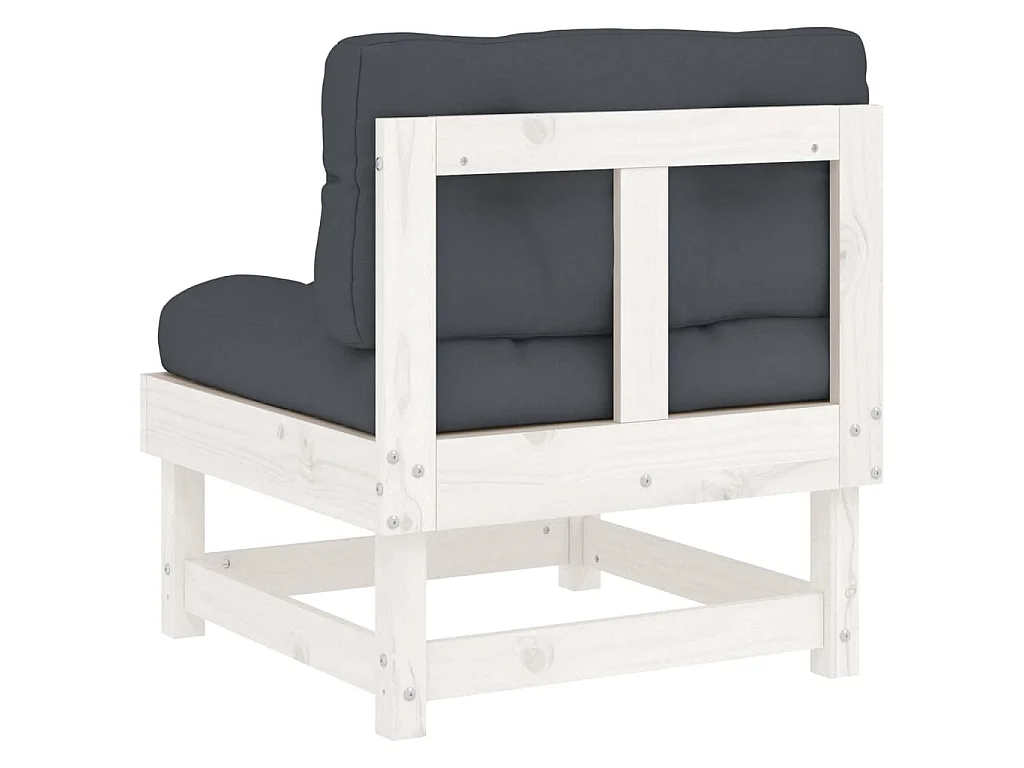 Mittelsofa mit Kissen Weiß Massivholz Kiefer