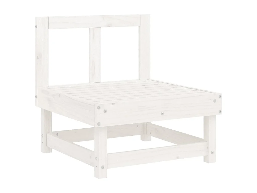 Mittelsofa mit Kissen Weiß Massivholz Kiefer