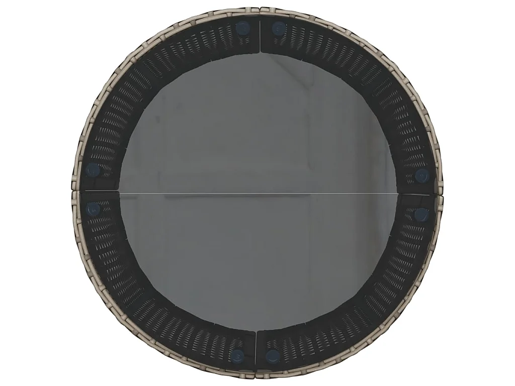 Canapé de jardin avec table coussins rond gris résine tressée