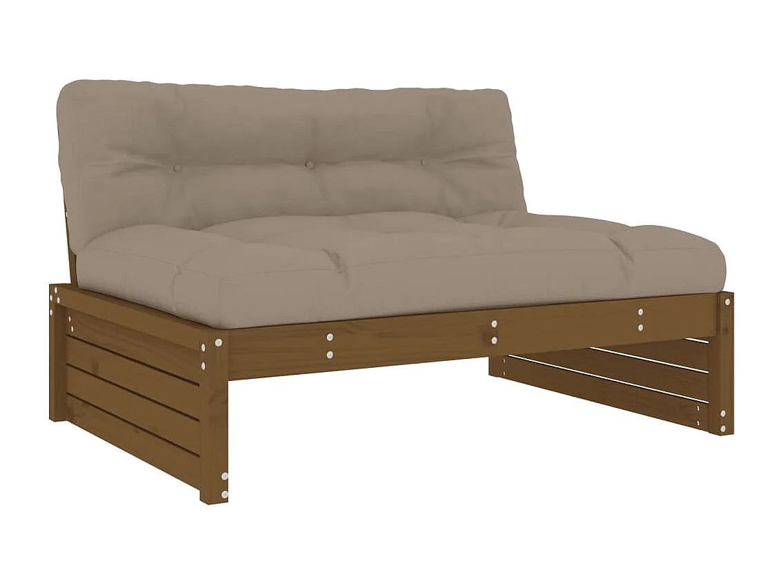 Canapé central 120x80 cm marron miel bois de pin massif